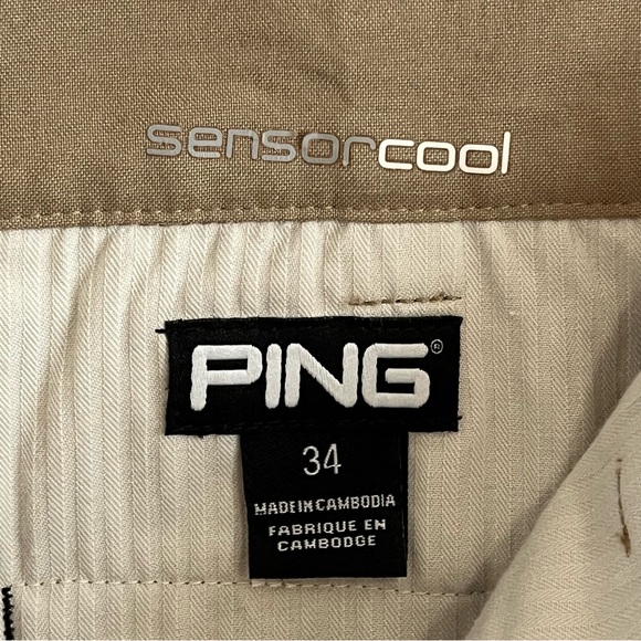Ping SensorCool Flat Front Golf Shorts Tan Size 34 Waist - Picture 3 of 9